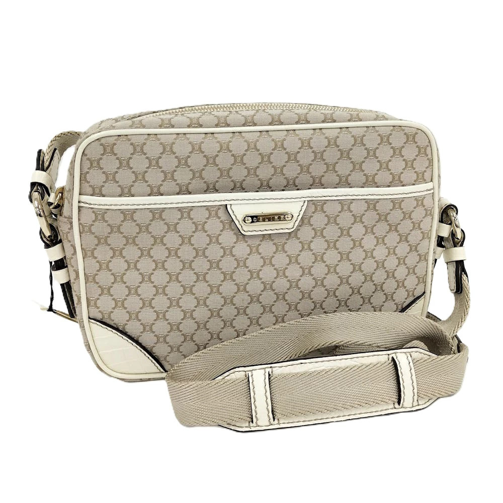 Celine Shoulder Bag Canvas Beige Macadam
